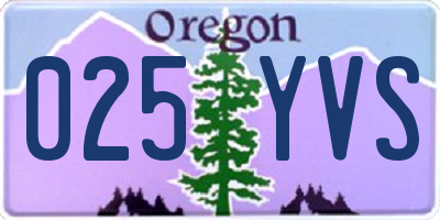 OR license plate 025YVS