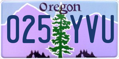 OR license plate 025YVU