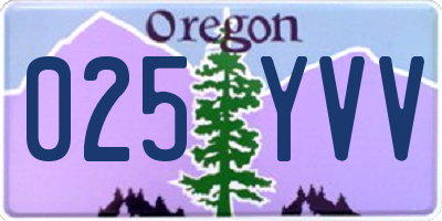 OR license plate 025YVV