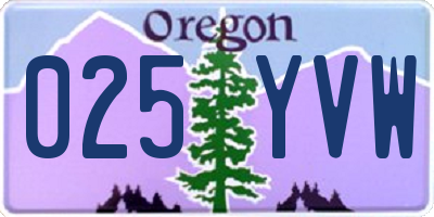 OR license plate 025YVW