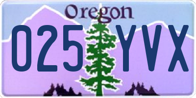 OR license plate 025YVX