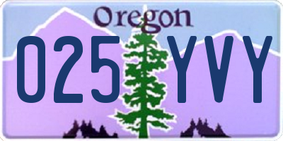 OR license plate 025YVY