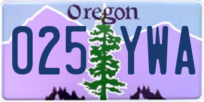 OR license plate 025YWA
