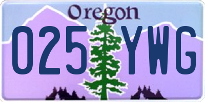 OR license plate 025YWG