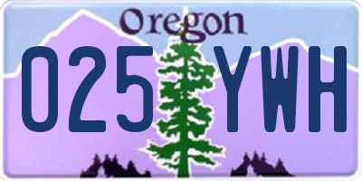 OR license plate 025YWH