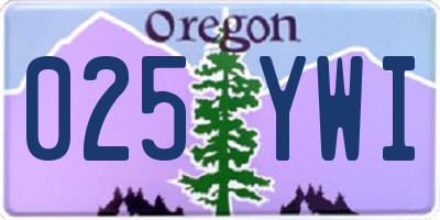 OR license plate 025YWI