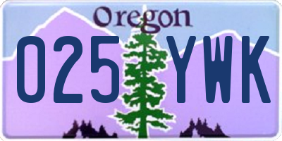 OR license plate 025YWK