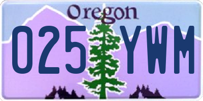 OR license plate 025YWM