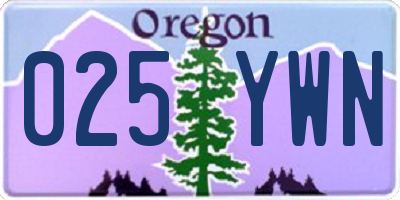 OR license plate 025YWN