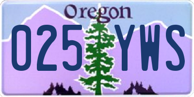 OR license plate 025YWS