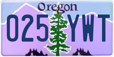 OR license plate 025YWT