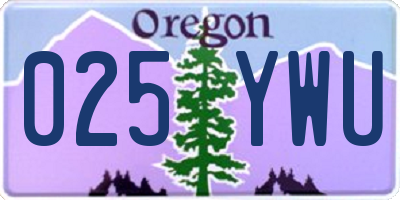 OR license plate 025YWU