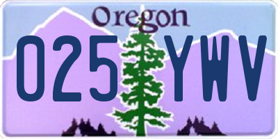 OR license plate 025YWV