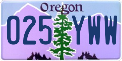 OR license plate 025YWW