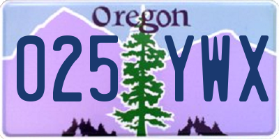OR license plate 025YWX