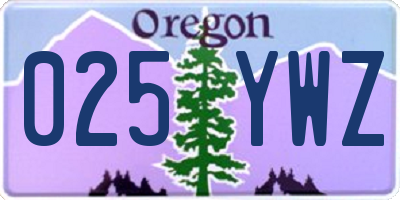 OR license plate 025YWZ