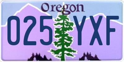 OR license plate 025YXF