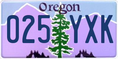 OR license plate 025YXK