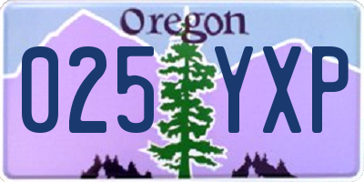 OR license plate 025YXP