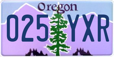 OR license plate 025YXR