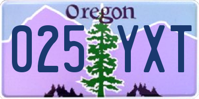OR license plate 025YXT