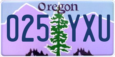 OR license plate 025YXU