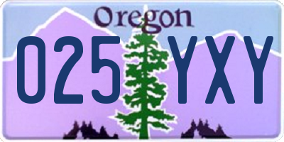 OR license plate 025YXY