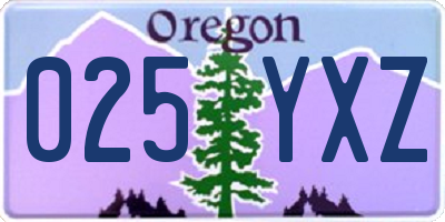 OR license plate 025YXZ
