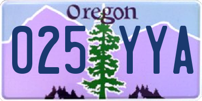 OR license plate 025YYA