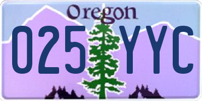 OR license plate 025YYC