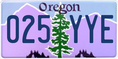 OR license plate 025YYE