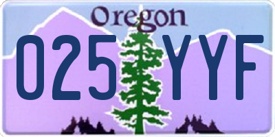 OR license plate 025YYF