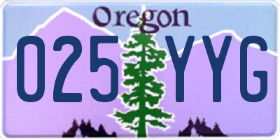 OR license plate 025YYG