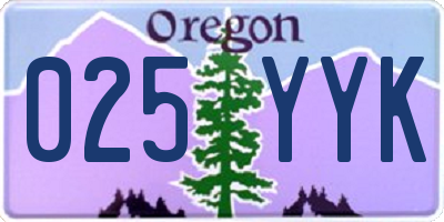 OR license plate 025YYK