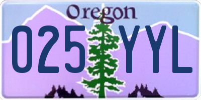 OR license plate 025YYL