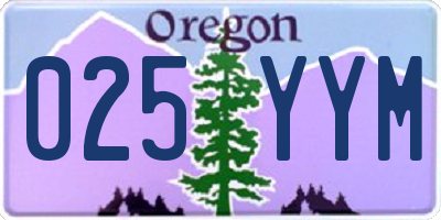 OR license plate 025YYM