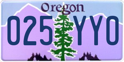 OR license plate 025YYO