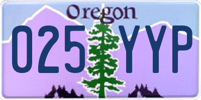 OR license plate 025YYP