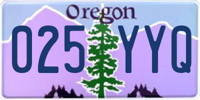 OR license plate 025YYQ