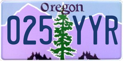 OR license plate 025YYR