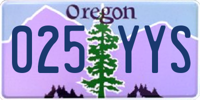 OR license plate 025YYS