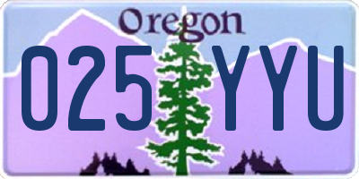 OR license plate 025YYU