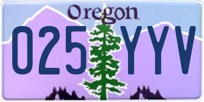 OR license plate 025YYV