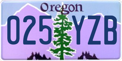 OR license plate 025YZB