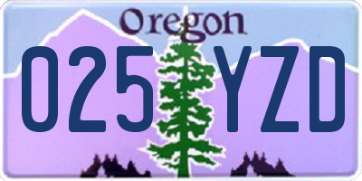 OR license plate 025YZD