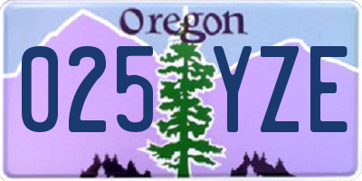 OR license plate 025YZE