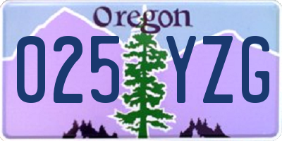 OR license plate 025YZG