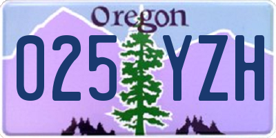 OR license plate 025YZH