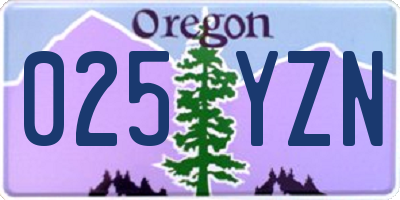 OR license plate 025YZN