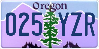 OR license plate 025YZR